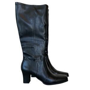 Predictions tall boots faux leather square toe block heel classic glam 6.5